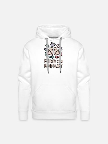 Mind on Repeat Brain Clock Coffee - Men's Premium Hoodie - white