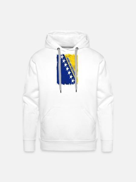 Bosnia and Herzegovina Flag - Men's Premium Hoodie - white