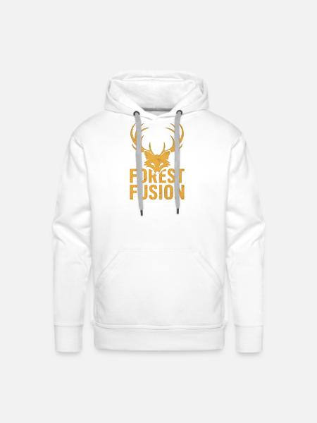 Forest Fusion Deer Embroidery Design - Men's Premium Hoodie - white