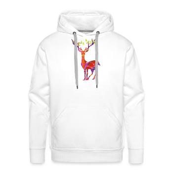 Reindeer tree lights mixed media collage art  - Men's Premium Hoodie - white - Front - Liam (192cm)