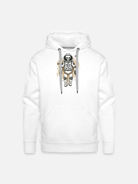 Cosmic Skull Astronaut - Men's Premium Hoodie - white