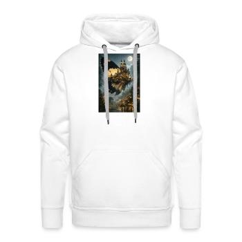 Majestic Butterfly City Under Moonlight – Surreal  - Men's Premium Hoodie - white - Front - Liam (192cm)