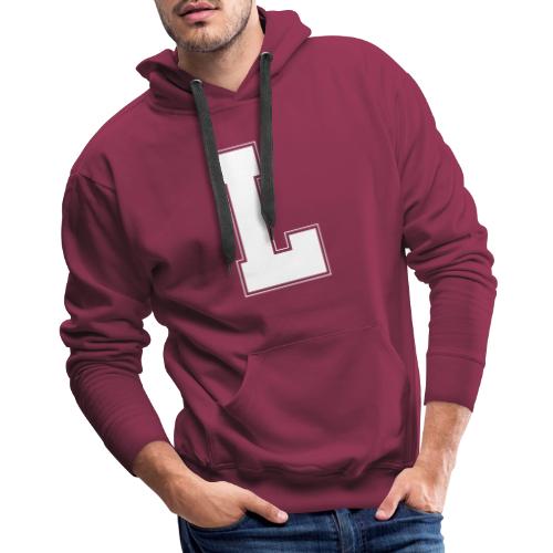 White Letter L – Varsity Alphabet Monogram - Men's Premium Hoodie