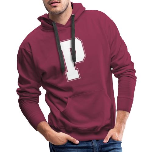 White Letter P – Varsity Alphabet Monogram - Men's Premium Hoodie