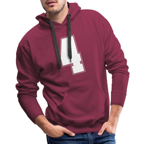 White Number 4 – Varsity Font - Men's Premium Hoodie