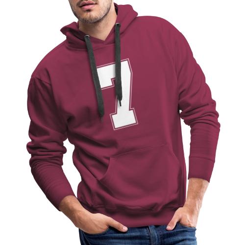 White Number 7 – Varsity Font - Men's Premium Hoodie