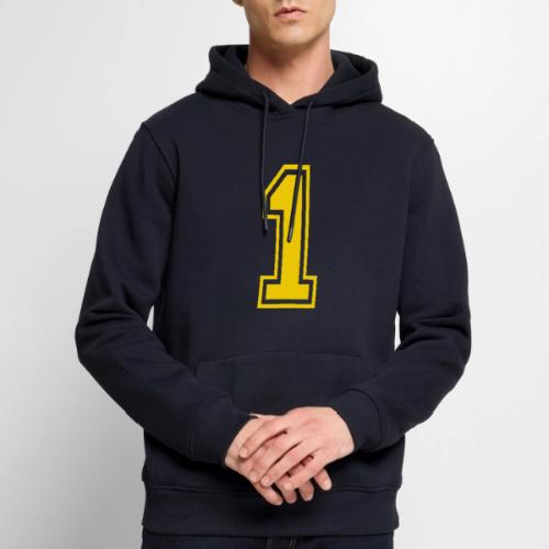 Number 1 in a classic athletic collegiate font - Men's Premium Hoodie