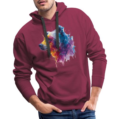 Watercolor Bear Portrait - Men's Premium Hoodie