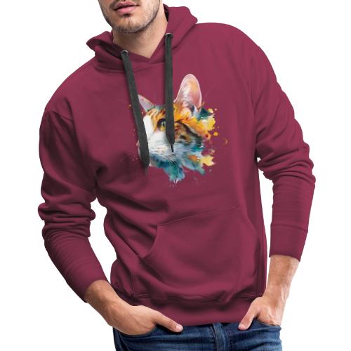Cat: Feline Ink Burst - Men's Premium Hoodie