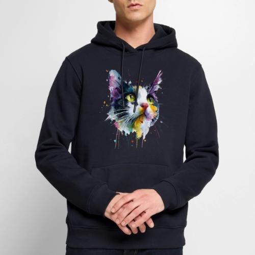 Cat: Painted Purr Expression - Men's Premium Hoodie