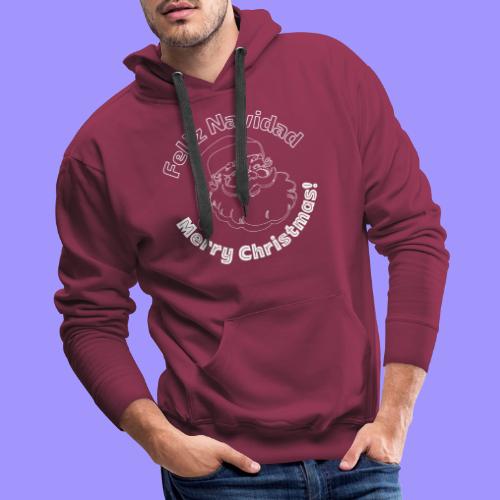 Feliz Navidad Merry Christmas Santa Claus Line Art - Men's Premium Hoodie