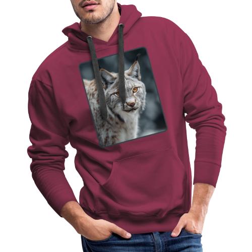 Lynx Portrait Piercing Eyes Design - Men's Premium Hoodie