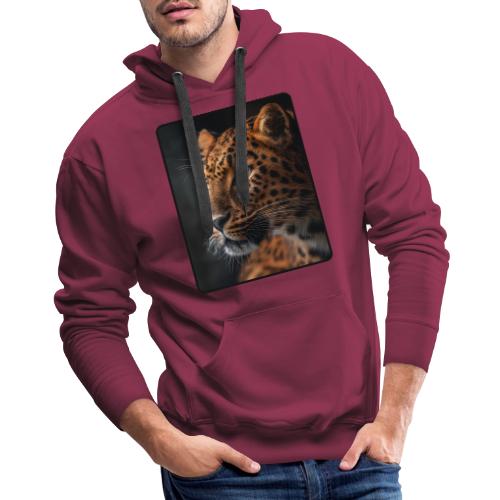 Amur Leopard Face Wildlife Design - Men's Premium Hoodie
