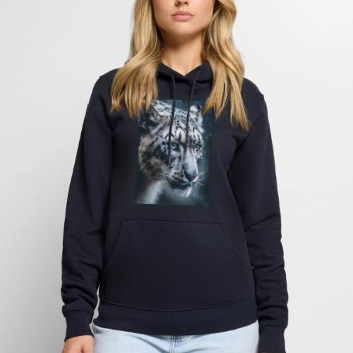 Snow Leopard Blue Eyes Design - Men's Premium Hoodie
