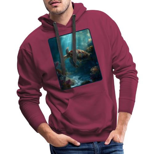 Sea Turtle Coral Reef Design - Men's Premium Hoodie