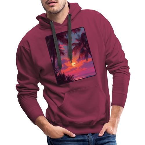 Tropical Sunset Palm Silhouette Design - Men's Premium Hoodie