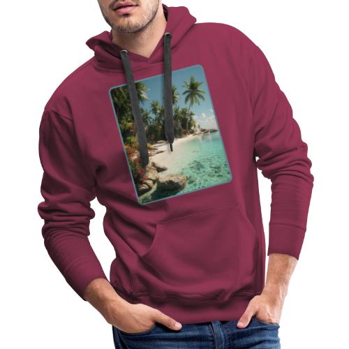 Serene Tropical Beach Floral Design - Men's Premium Hoodie