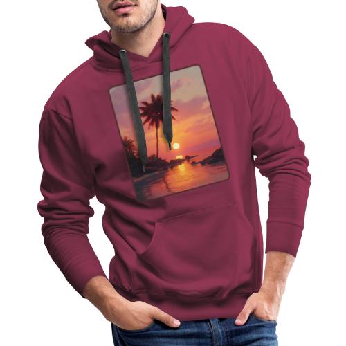 Tropical Beach Sunset Palm Design - Men's Premium Hoodie