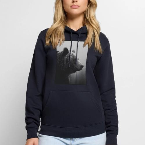 Grizzly Bear Black White Portrait Design - Men's Premium Hoodie