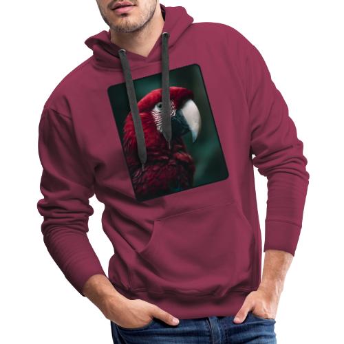 Red Green Macaw Bird Portrait Design - Men's Premium Hoodie