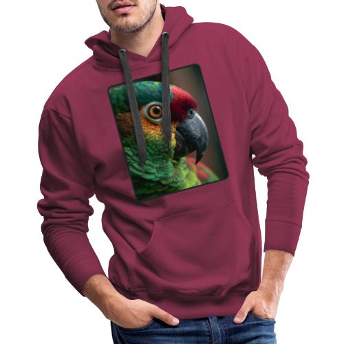 Colorful Parrot Close-Up Design - Men's Premium Hoodie