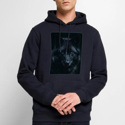 Black Wolf Intense Eyes Portrait Design - Men's Premium Hoodie