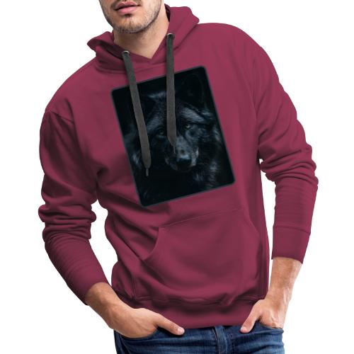 Black Wolf Intense Eyes Portrait Design - Men's Premium Hoodie