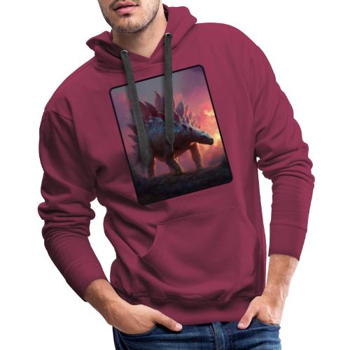 Stegosaurus Sunset Forest Design - Men's Premium Hoodie