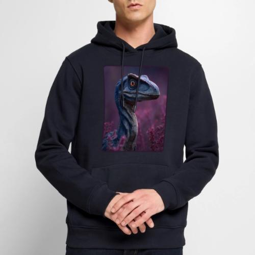 Blue Velociraptor Portrait Design - Men's Premium Hoodie