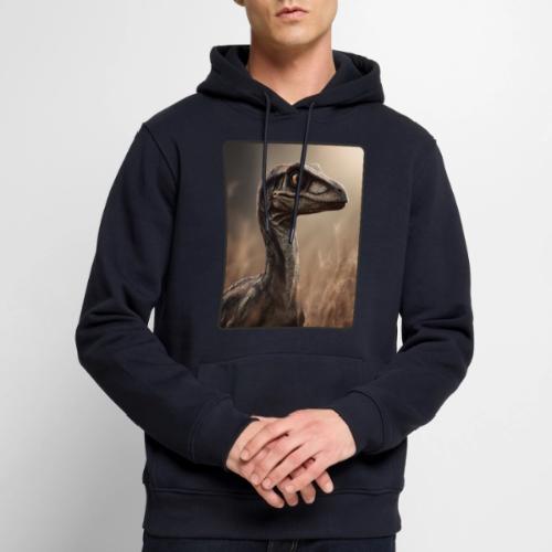 Velociraptor Feathered Portrait Design - Men's Premium Hoodie