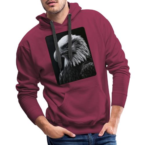 Black White Bald Eagle Design - Men's Premium Hoodie