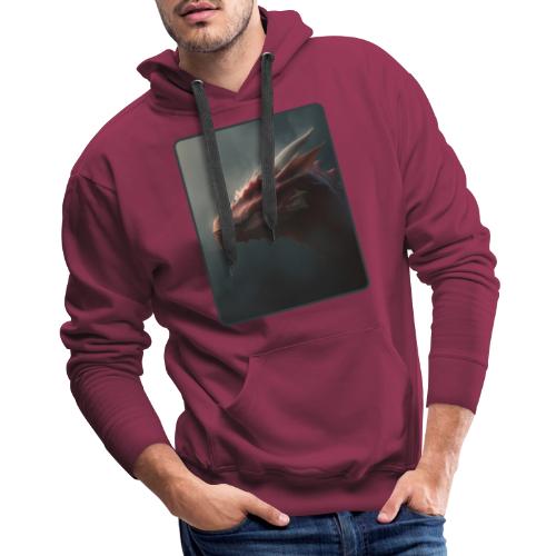 Red Dragon Fog Portrait Design - Men's Premium Hoodie