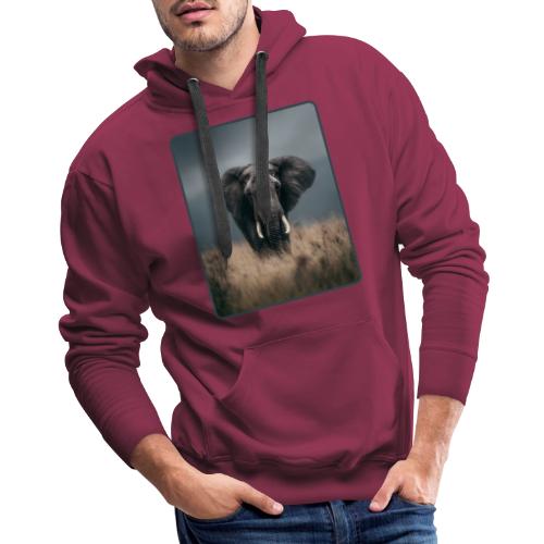Majestic African Elephant Portrait Design - Men's Premium Hoodie