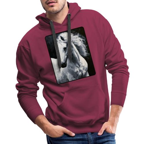 White Horse Oil Painting Design - Men's Premium Hoodie