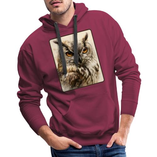 Great Horned Owl Watercolor Design - Men's Premium Hoodie