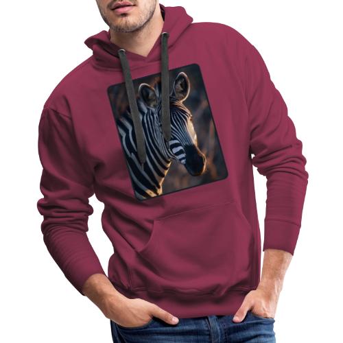 Majestic Zebra Sunset Portrait Design - Men's Premium Hoodie