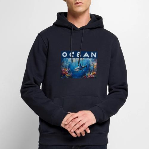 Ocean: Synthwave Shark - Men's Premium Hoodie