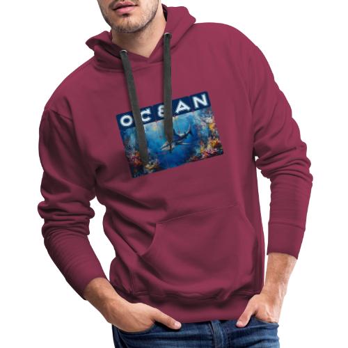 Ocean: Synthwave Shark - Men's Premium Hoodie