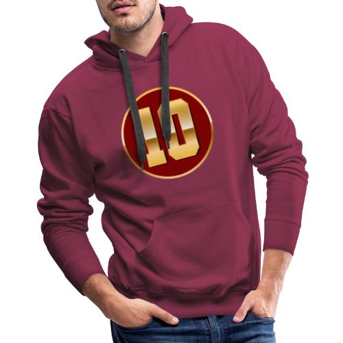 Number 10 in Gold Varsity Font - Men's Premium Hoodie