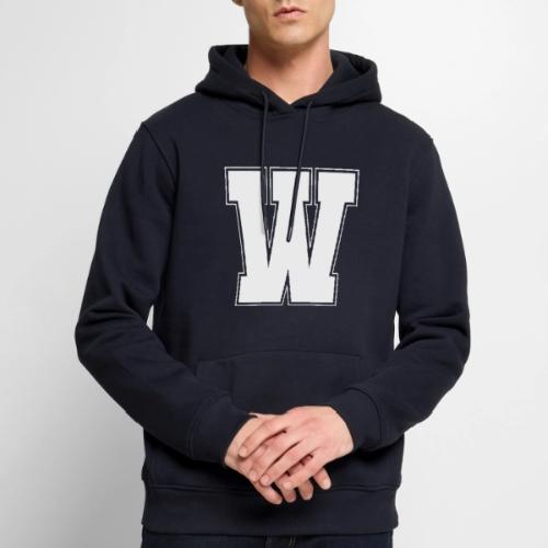 White Letter W – Varsity Alphabet Monogram - Men's Premium Hoodie