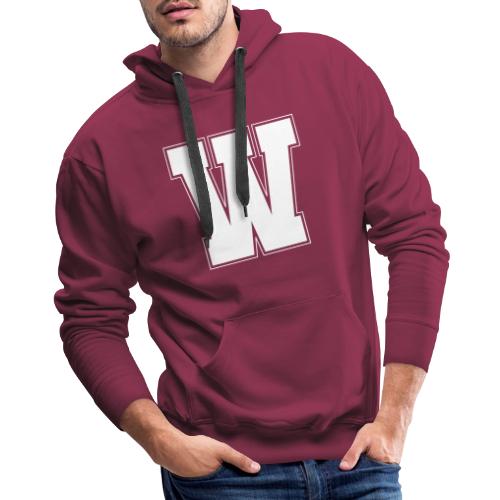 White Letter W – Varsity Alphabet Monogram - Men's Premium Hoodie