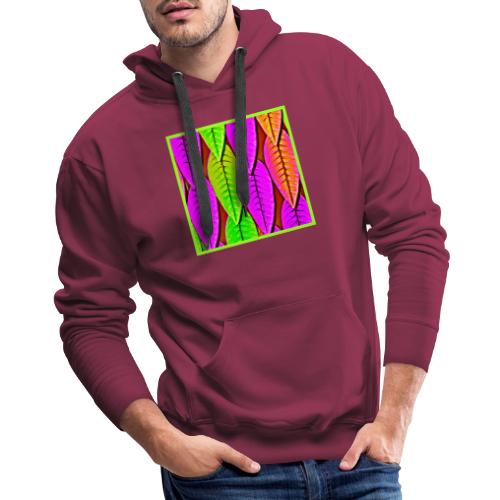 Vivid Neon Leaves Pattern - Men's Premium Hoodie