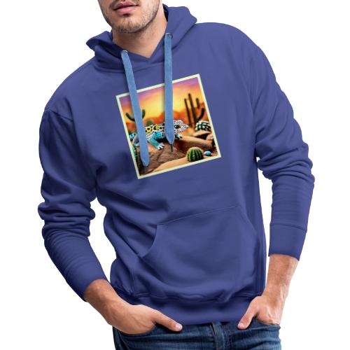 Colorful Gecko Rocks Design - Men's Premium Hoodie