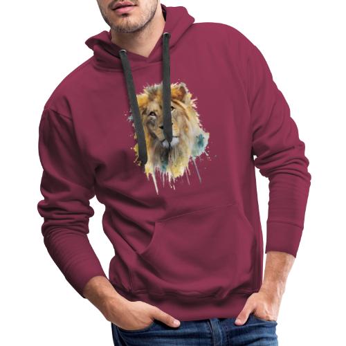 Watercolor Lion Portrait - Men's Premium Hoodie