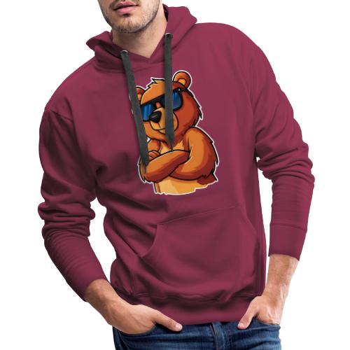 Cool Bear Sunglasses Cartoon Design - Men's Premium Hoodie