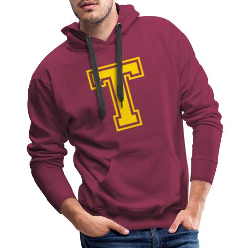 Letter T – Capital Athletic Alphabet Monogram - Men's Premium Hoodie