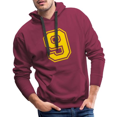 Number 9 in a classic athletic collegiate font - Men's Premium Hoodie
