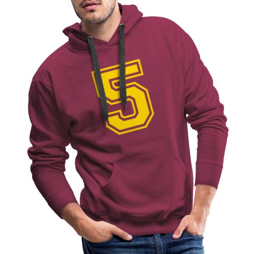 Number 5 in a classic athletic collegiate font - Men's Premium Hoodie