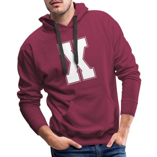 White Letter X – Varsity Alphabet Monogram - Men's Premium Hoodie