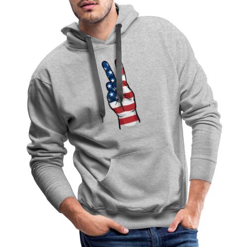 hand peace sign USA T small - Men's Premium Hoodie